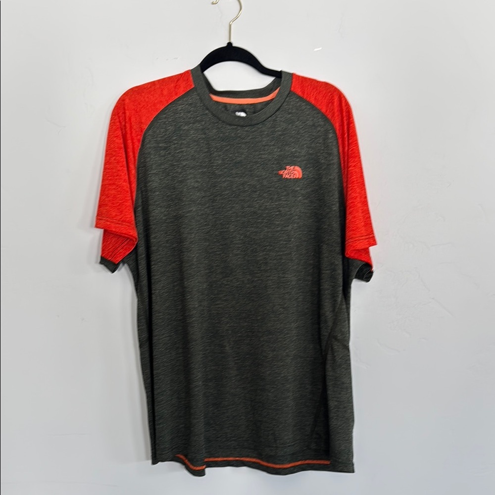The North Face Men's Orange and Green Shirt